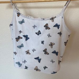 3/$30 Forever 21 Butterfly Lace Trim Crop Top